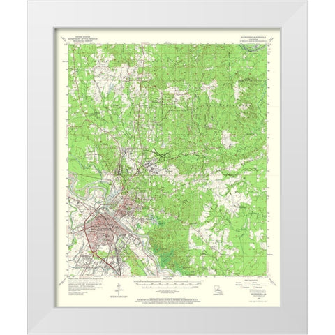 Alexandria Louisiana Quad - USGS 1957 White Modern Wood Framed Art Print by USGS