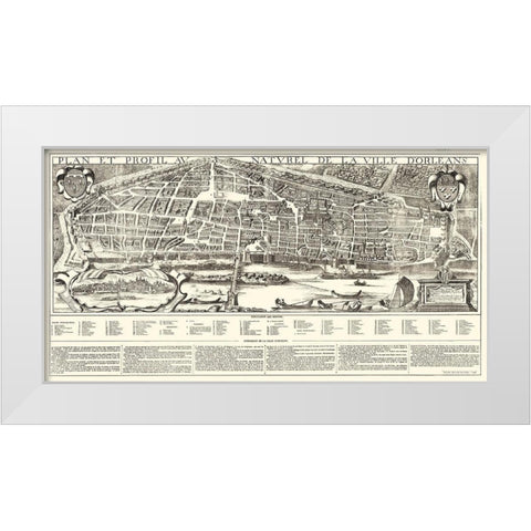 Orleans City Planning France - Jacob 1849 White Modern Wood Framed Art Print by Jacob
