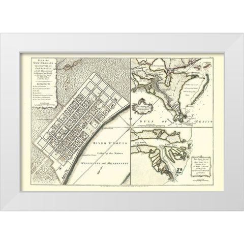 New Orleans Louisiana - Jefferys 1759 White Modern Wood Framed Art Print by Jefferys