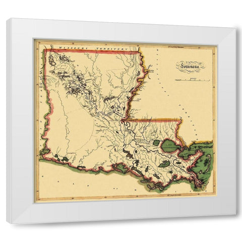 Louisiana - 1814 White Modern Wood Framed Art Print by Carey