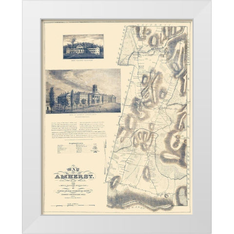 Amherst Massachusetts Landowner - Gray 1833 White Modern Wood Framed Art Print by Gray