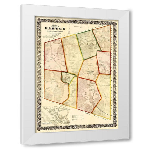 Easton Massachusetts - Mayer 1856 White Modern Wood Framed Art Print by Mayer