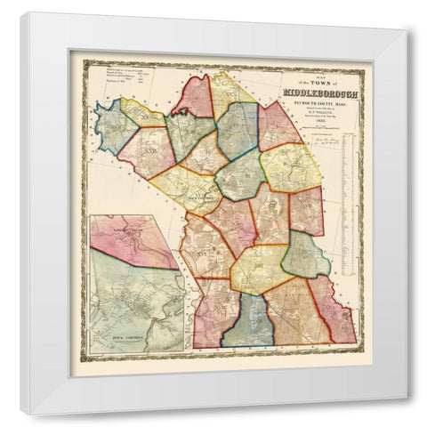 Middleborough Massachusetts - Mayer 1855 White Modern Wood Framed Art Print by Mayer