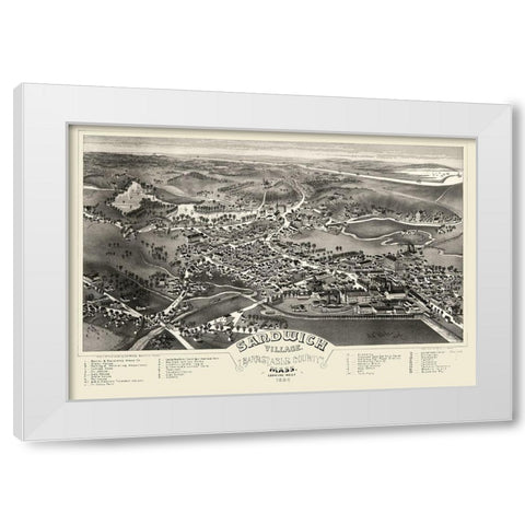 Sandwich Massachusetts - Poole 1884 White Modern Wood Framed Art Print by Poole