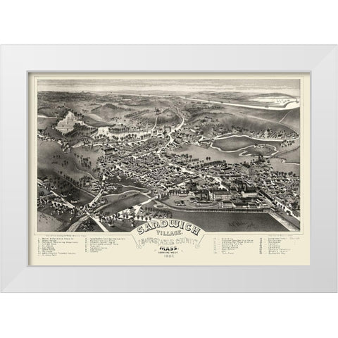 Sandwich Massachusetts - Poole 1884 White Modern Wood Framed Art Print by Poole