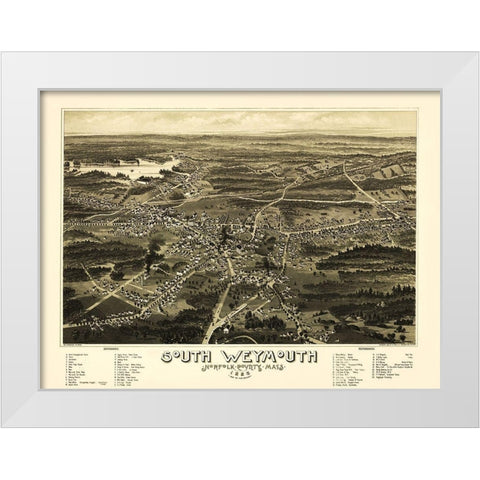 South Weymouth Massachusetts - Walker 1885 White Modern Wood Framed Art Print by Walker