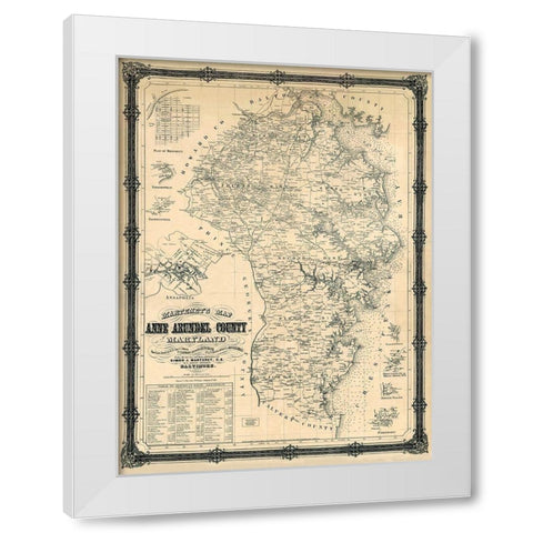 Anne Arundel Maryland Landowner - Wagner 1860 White Modern Wood Framed Art Print by Wagner