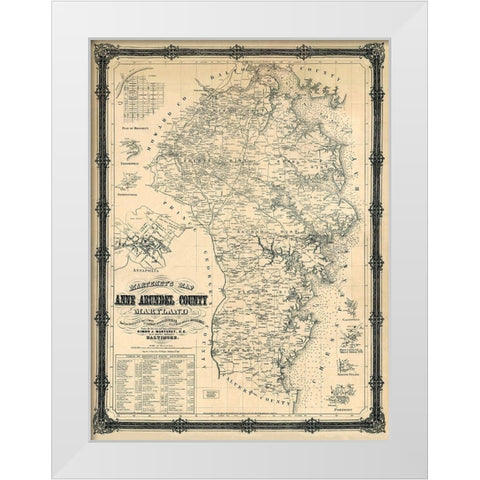 Anne Arundel Maryland Landowner - Wagner 1860 White Modern Wood Framed Art Print by Wagner