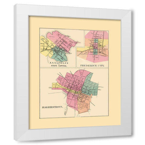 Annapolis, Frederick City, Hagerstown Maryland White Modern Wood Framed Art Print by Stedman