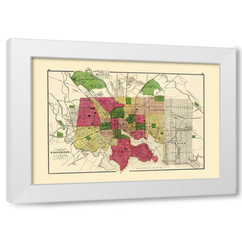 Baltimore Maryland - Stedman 1873 White Modern Wood Framed Art Print by Stedman
