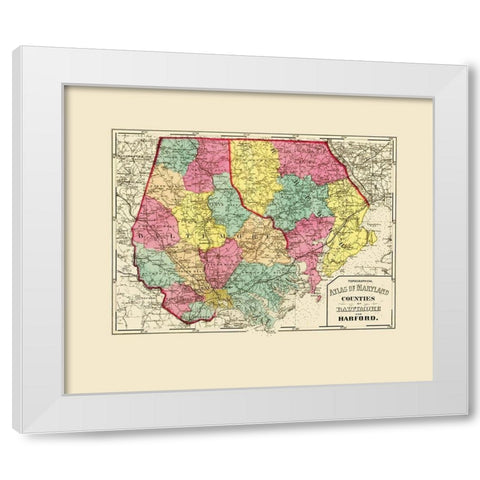 Baltimore Harford Maryland - Stedman 1873 White Modern Wood Framed Art Print by Stedman