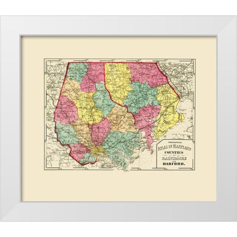 Baltimore Harford Maryland - Stedman 1873 White Modern Wood Framed Art Print by Stedman