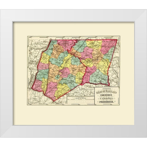 Carroll Fredrick Maryland - Stedman 1873 White Modern Wood Framed Art Print by Stedman