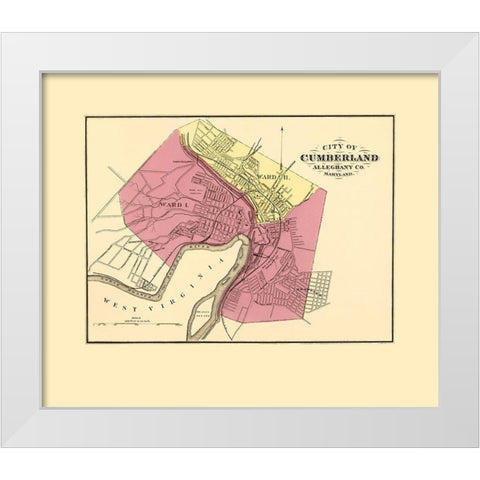Cumberland Maryland - Stedman 1873 White Modern Wood Framed Art Print by Stedman
