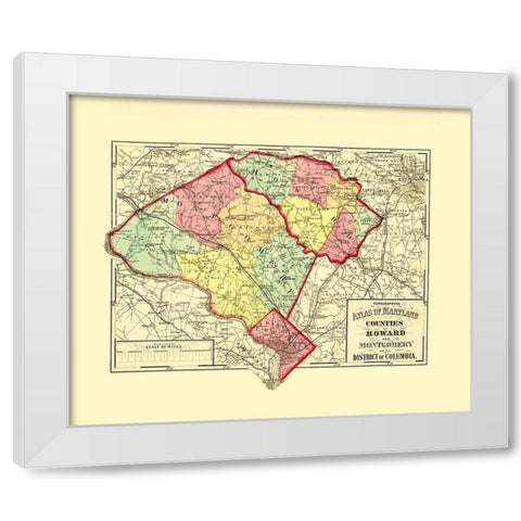 Howard Montgomery Counties Maryland - Gray 1873 White Modern Wood Framed Art Print by Gray