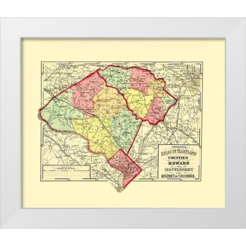 Howard Montgomery Counties Maryland - Gray 1873 White Modern Wood Framed Art Print by Gray