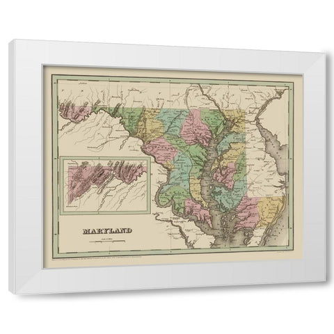 Maryland - Bradford 1838 White Modern Wood Framed Art Print by Bradford