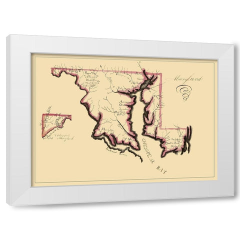 Maryland - Henshaw 1858 White Modern Wood Framed Art Print by Henshaw