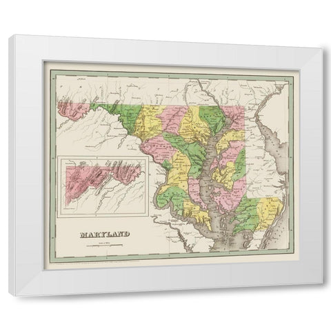 Maryland - Bradford 1836 White Modern Wood Framed Art Print by Bradford