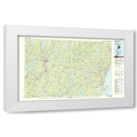 Augusta Maine Quad - USGS 1984 White Modern Wood Framed Art Print by USGS