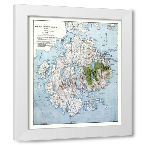Mount Desert Island Maine - Bates 1917 White Modern Wood Framed Art Print by Bates
