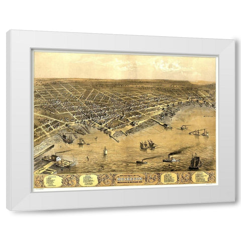 Muskegon Michigan - Ruger 1868 White Modern Wood Framed Art Print by Ruger