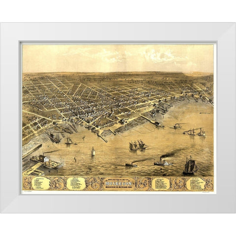 Muskegon Michigan - Ruger 1868 White Modern Wood Framed Art Print by Ruger