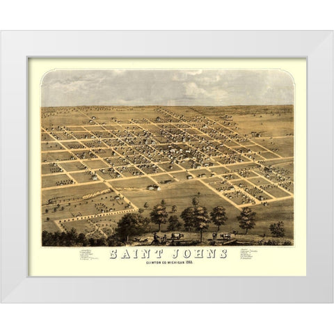 Saint Johns Michigan - Ruger 1868 White Modern Wood Framed Art Print by Ruger
