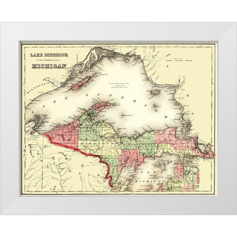 Lake Superior, North Michigan - Gray 1873 White Modern Wood Framed Art Print by Gray