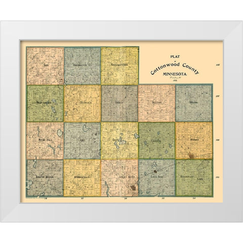 Cottonwood County Minnesota - Peterson 1898 White Modern Wood Framed Art Print by Peterson