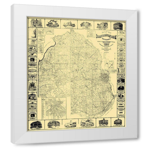 Hennepin Minnesota Landowner - Wright 1874 White Modern Wood Framed Art Print by Wright