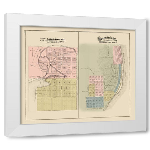 Lanesboro, Brownsville Minnesota - Andreas 1874 White Modern Wood Framed Art Print by Andreas