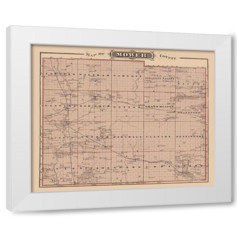 Mower Minnesota Landowner - Andreas 1874 White Modern Wood Framed Art Print by Andreas