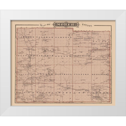 Mower Minnesota Landowner - Andreas 1874 White Modern Wood Framed Art Print by Andreas