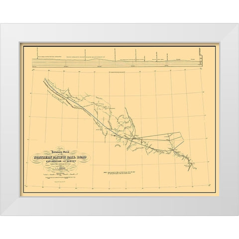 Northern Pacific Railroad Preliminary Survey 1 White Modern Wood Framed Art Print by Wagner