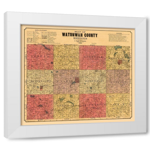 Watonwan County Minnesota - Peterson 1898 White Modern Wood Framed Art Print by Peterson