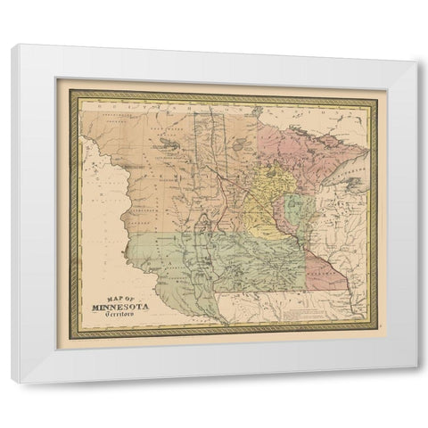 Minnesota - Coperthwait 1852 White Modern Wood Framed Art Print by Cowperthwait