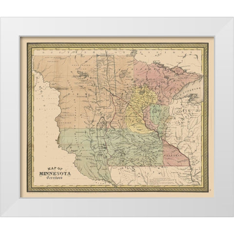 Minnesota - Coperthwait 1852 White Modern Wood Framed Art Print by Cowperthwait