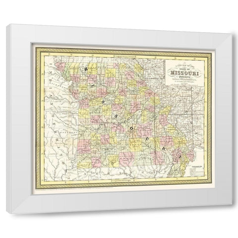 Missouri - Cowperthwait 1850 White Modern Wood Framed Art Print by Cowperthwait