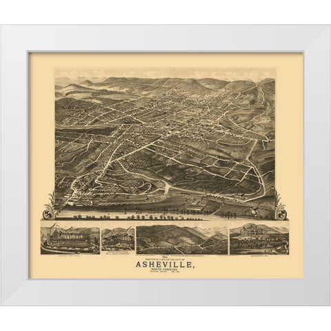 Asheville North Carolina - Ruger 1891 White Modern Wood Framed Art Print by Ruger