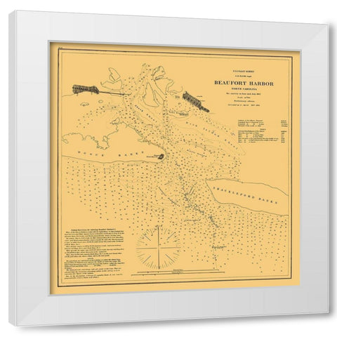 Beaufort Harbor - Krebs 1864 White Modern Wood Framed Art Print by Krebs