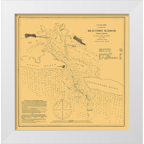 Beaufort Harbor - Krebs 1864 White Modern Wood Framed Art Print by Krebs