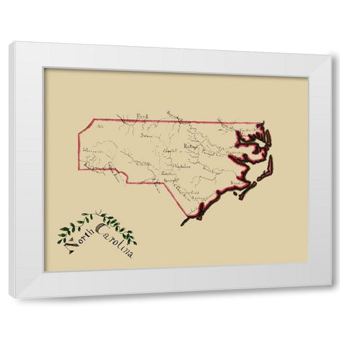 North Carolina - Henshaw 1828 White Modern Wood Framed Art Print by Henshaw
