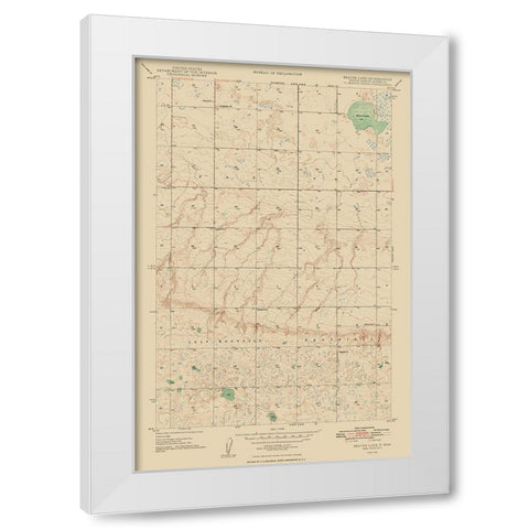 Beaver Lake North Dakota Quad - USGS 1948 White Modern Wood Framed Art Print by USGS