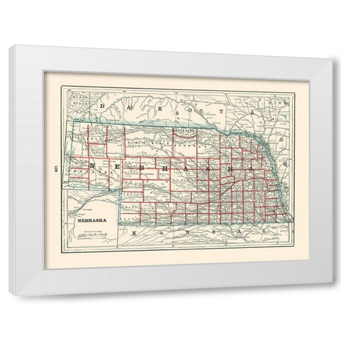 Nebraska - Rathbun 1893 White Modern Wood Framed Art Print by Rathbun