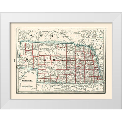 Nebraska - Rathbun 1893 White Modern Wood Framed Art Print by Rathbun