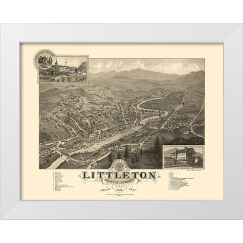 Littleton New Hampshire - Poole 1883 White Modern Wood Framed Art Print by Poole