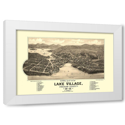 Lake Village New Hampshire - Poole 1883 White Modern Wood Framed Art Print by Poole