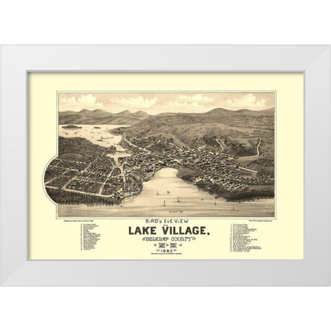 Lake Village New Hampshire - Poole 1883 White Modern Wood Framed Art Print by Poole