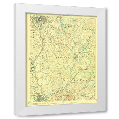 Manchester New Hampshire Quad - USGS 1905 White Modern Wood Framed Art Print by USGS
